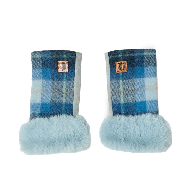 Islander Blue Tartan Lambswool Mittens