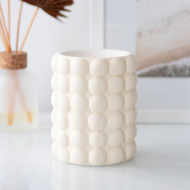Cream Speckle Bubble Oil Burner and Wax Warmer Back Facing