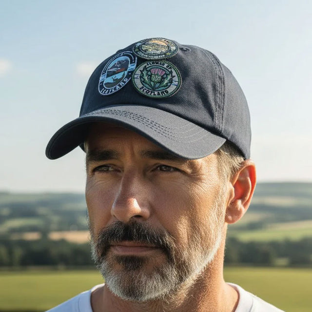 Flower Of Scotland Patch Navy Cap on Model
