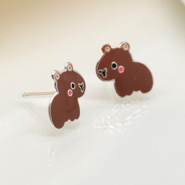 Pom Boutique Sterling Silver Capybara Stud Earrings
