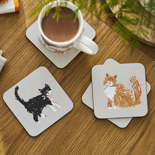 Feline Friends Cat Coaster Set