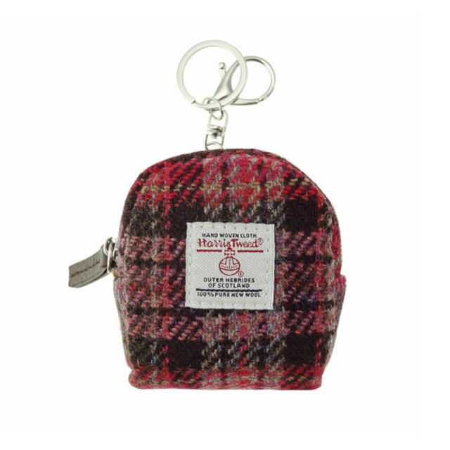 Glen Appin Harris Tweed Burgundy & Pink Cava Micro Bag in Stewart Tartan