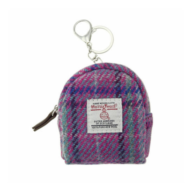Glen Appin Harris Tweed Purple & Mint Check Cava Micro Bag