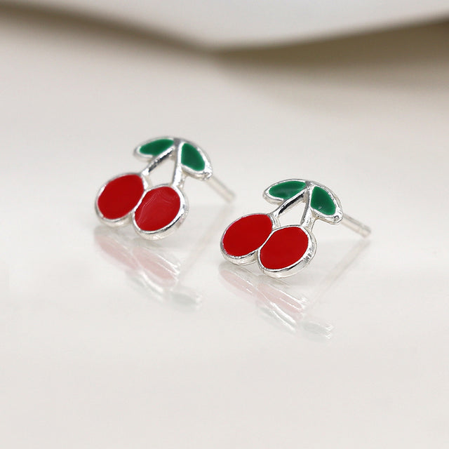 Pom Boutique Sterling Silver Cherry Stud Earrings