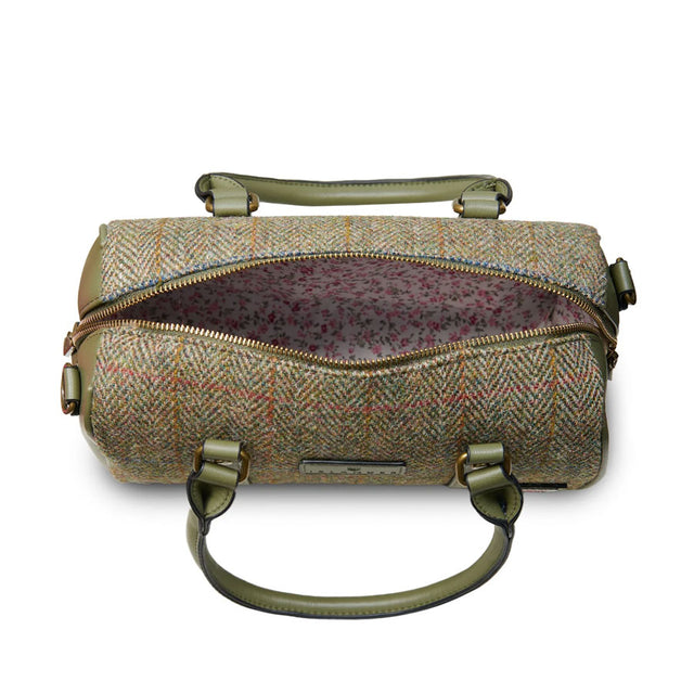 Islander Harris Tweed Chestnut Herringbone Medium Duffel Bag Open View