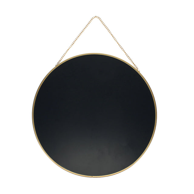Gold Tone Circular Hanging Mirror Back Facing