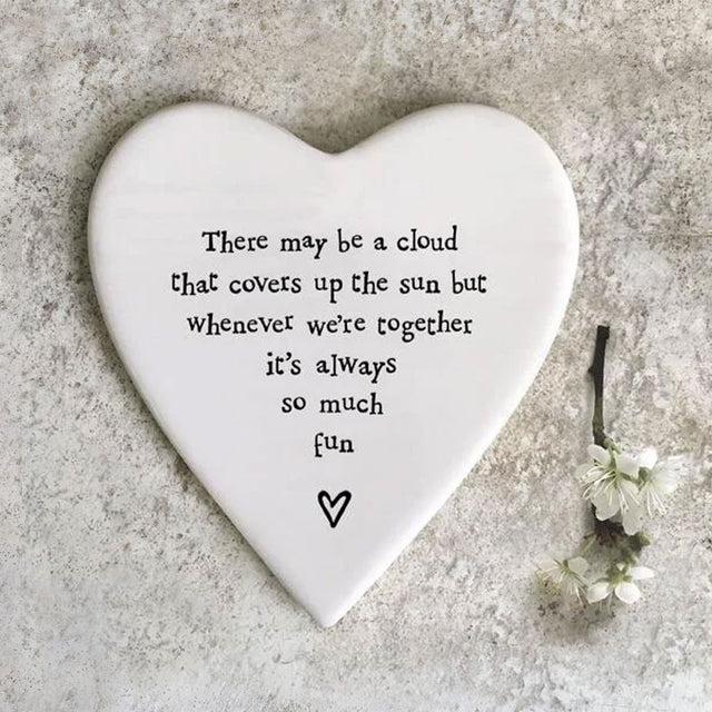 There May Be a Cloud Heart Porcelain Coaster