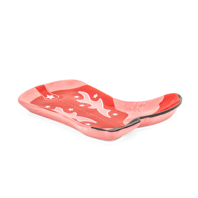 Red Cowboy Boot Trinket Dish Side View