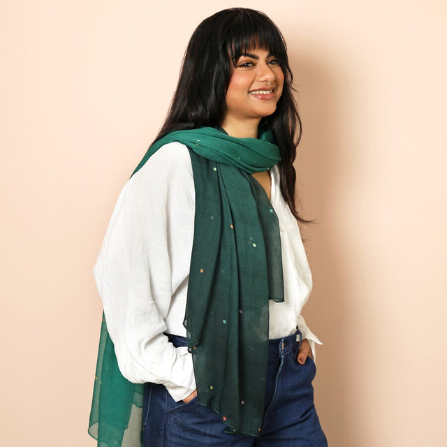 Lisa Angel Ombre Teal Dotted Summer Scarf