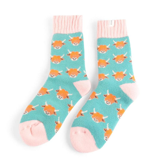 Duck Egg Highland Cows Winter Women's Socks