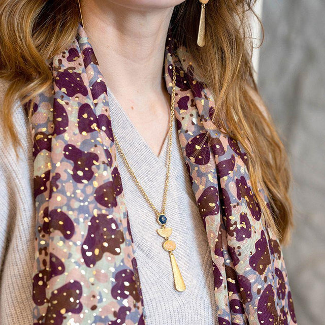 Faux Gold Geometric Drop Necklace Pom Boutique