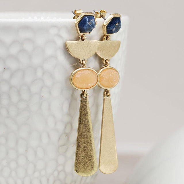 Faux Gold Geometric Stud Drop Earrings Pom Boutique
