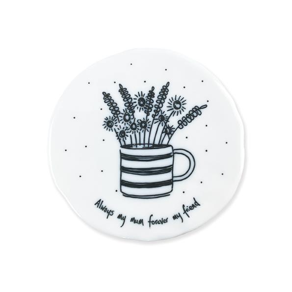 Flowers in Mug Always my Mum Porcelain Coaster East of India