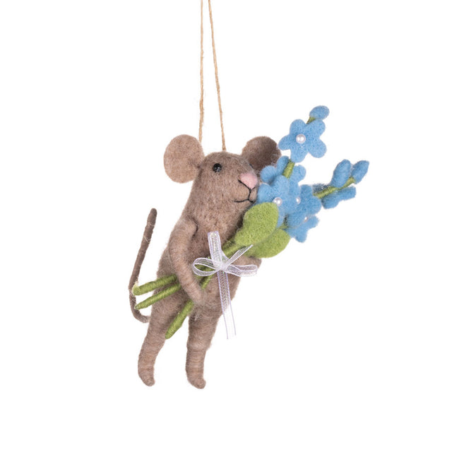 Shoeless Joe Forget Me Not Mouse Felt Decoration