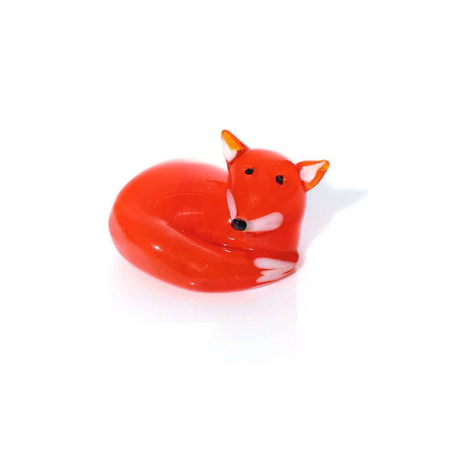 Mini Curled Fox Glass Ornament