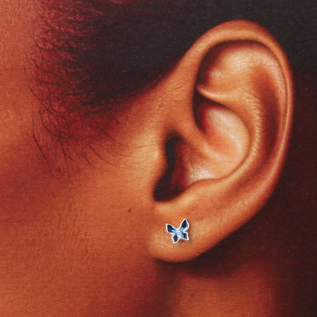 For My Friend Blue Enamel Butterfly Earrings