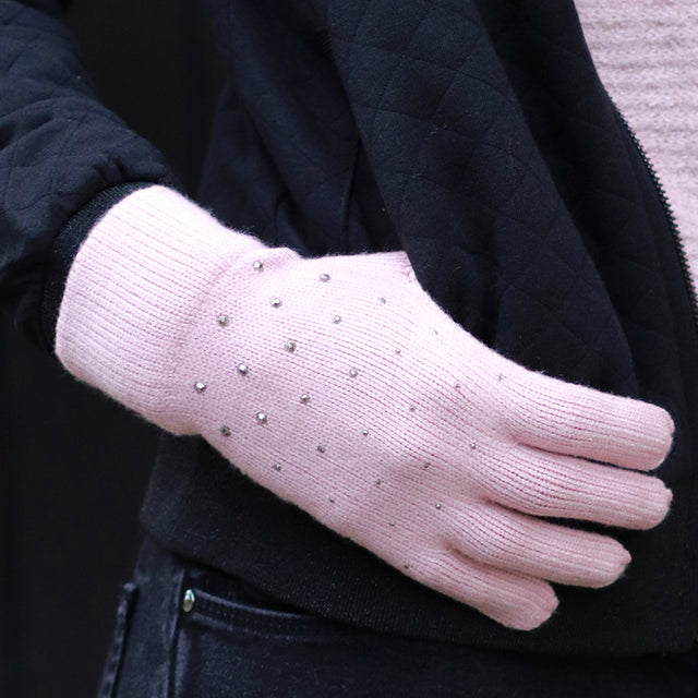 Baby Pink Gloves With Studs