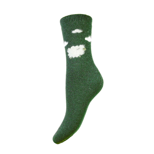 Joya Green Fluffy Sheep Wool Blend Women's Socks