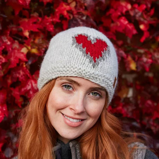 Grey Heart Beanie Knit Hat Pachamama