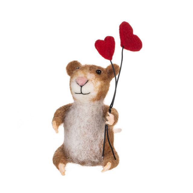 Shoeless Joe Heart Balloons Mouse Felt Decoration