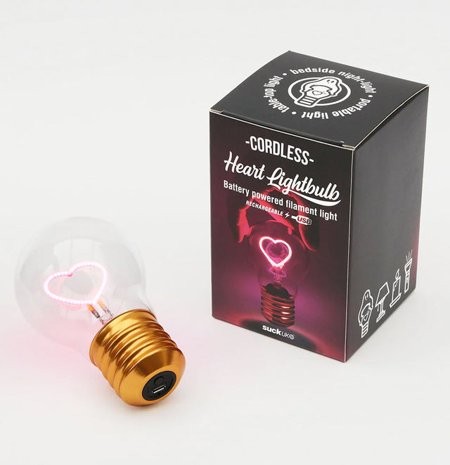 Pink Heart Cordless Lightbulb Decoration