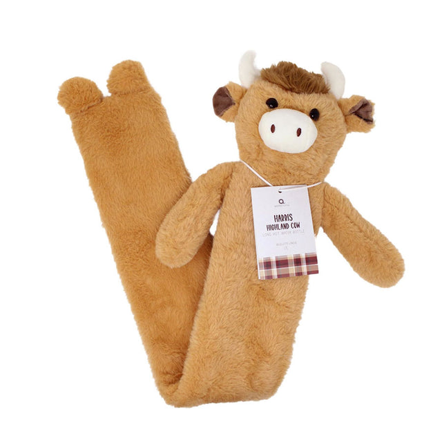 Aroma Home Highland Cow Long Plush Hot Water Bottle Close Up View