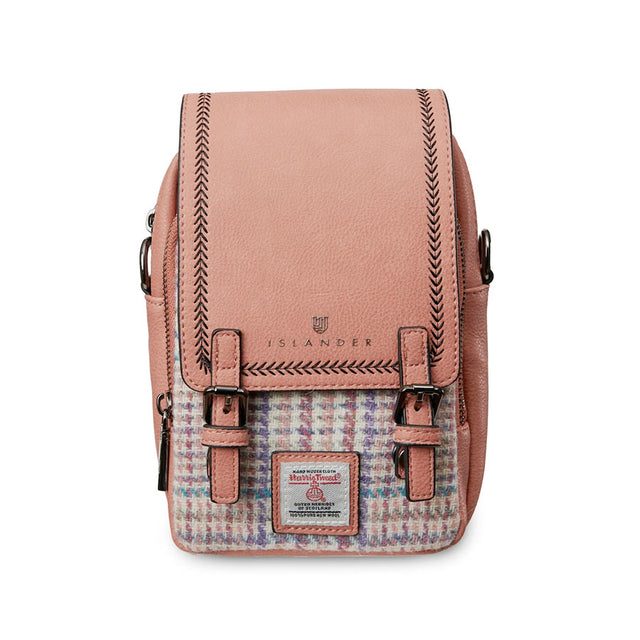 Islander Harris Tweed Purple and Pink Dogtooth Baby Jura Cross Body Bag