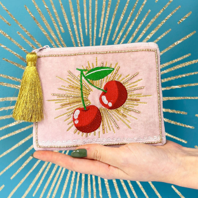 House of Disaster Embroidered Inked Cherry Purse