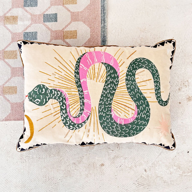House of Disaster Embroidered Inked Snake Cushion