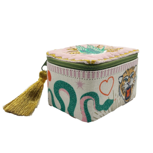 House of Disaster Embroidered Inked Bird Jewellery Box Side Facing