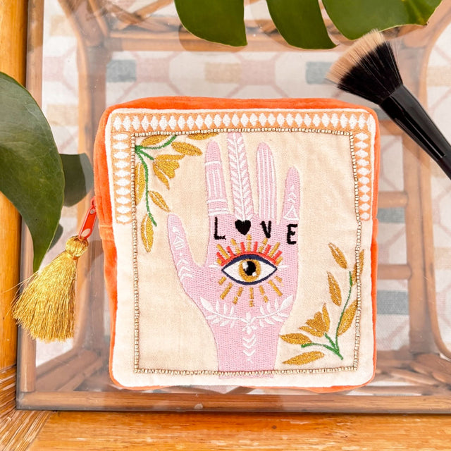 House of Disaster Embroidered Inked Square Makeup Bag
