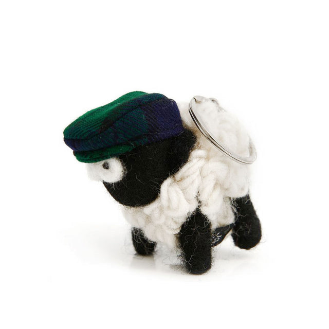 Green and Blue Flat Cap Erin Sheep Keyring