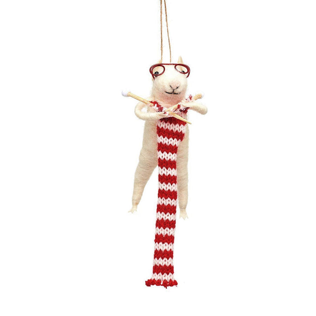 Knitting Mouse Felt Decoration Sass & Belle