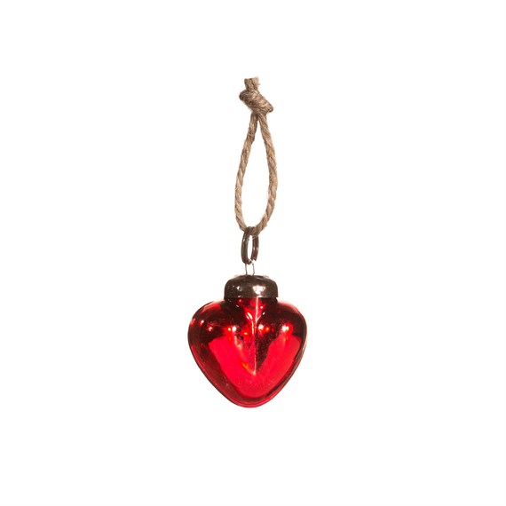 Mini Red Glass Heart Decoration Sass & Belle