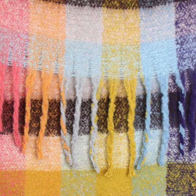 Mixed Pastels and Aubergine Check Scarf Pom Boutique