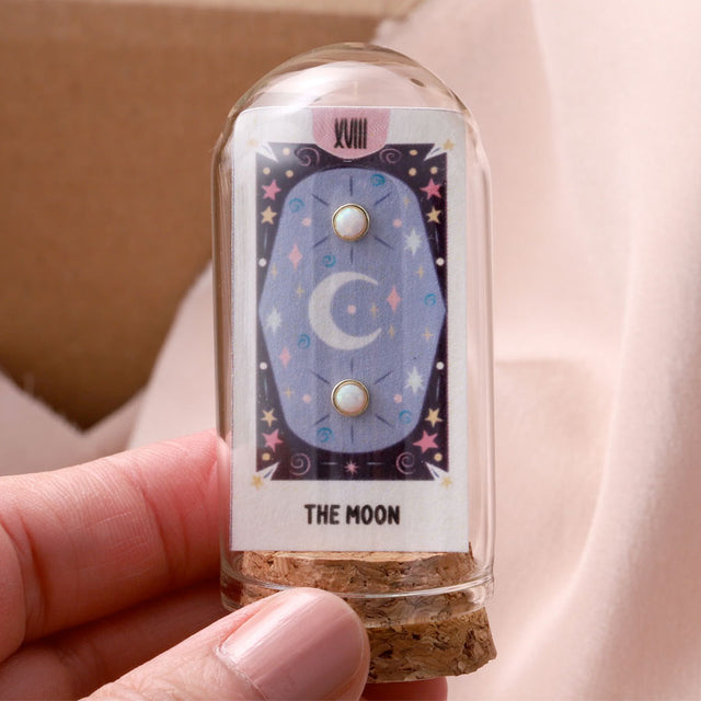 Attic Creations The Moon Moonstone Stud Earrings in Gold