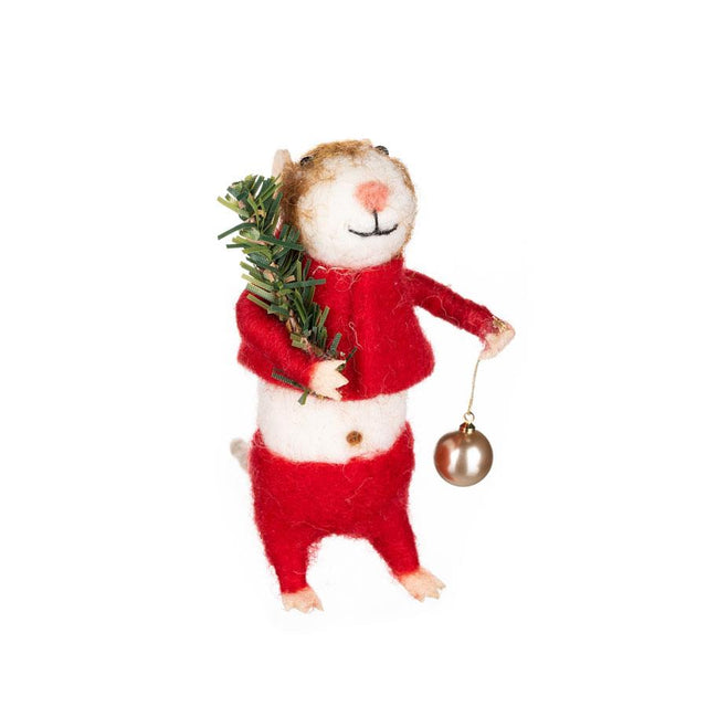 Mouse with Bauble Hanging Decoration
