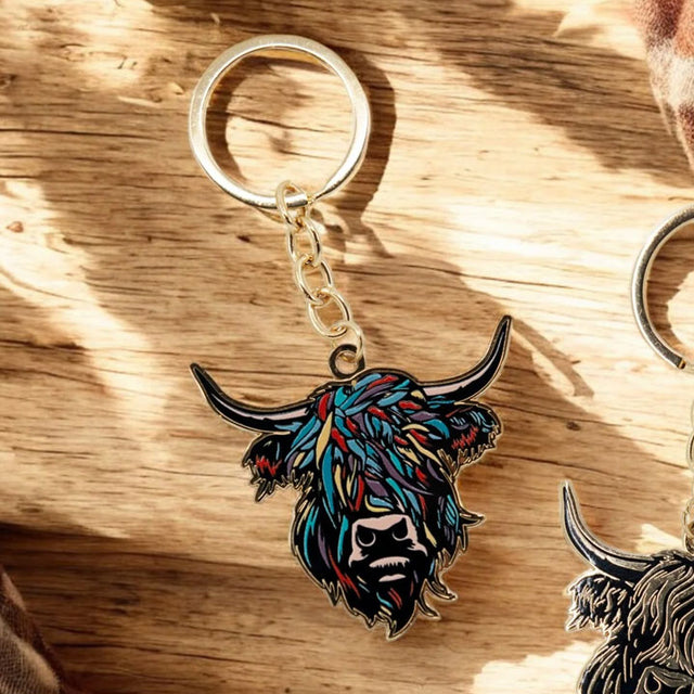 Heilan Coo Enamel Keyring Multi Coloured