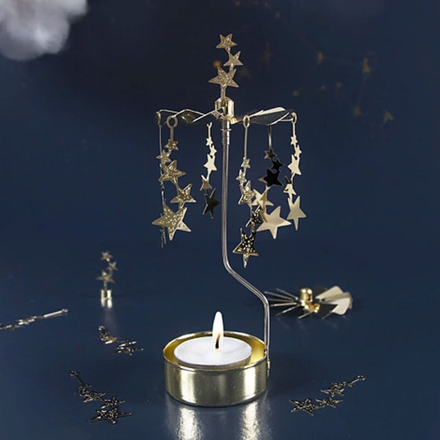 Christmas Decorations - Night Sky Tea Light Rotary in Gold