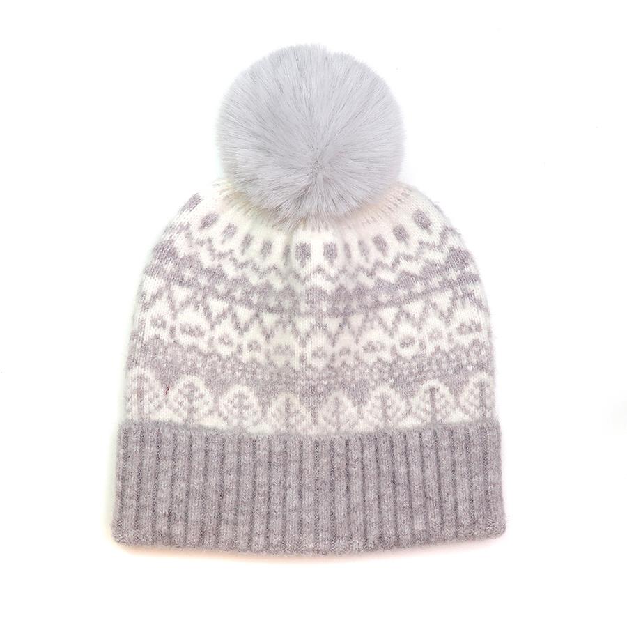 Pom Pom Hat Grey Black