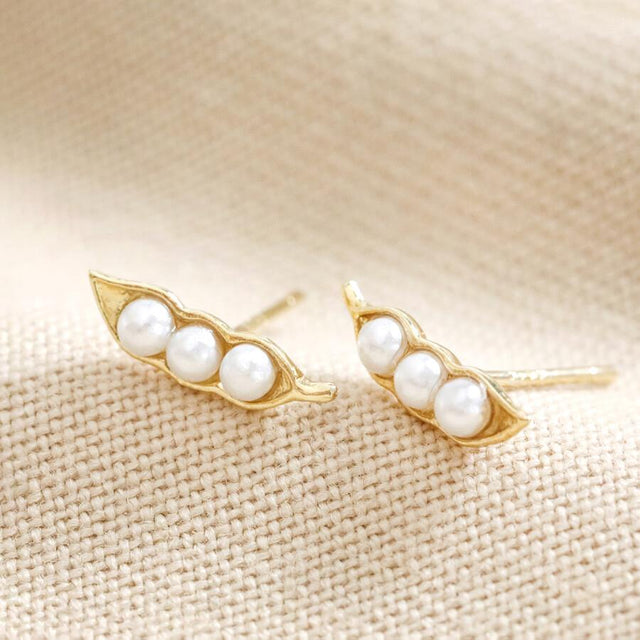 Peas in a Pod Gold Stud Earrings Lisa Angel