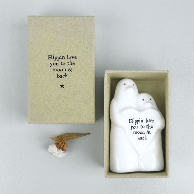Flippin Love You Porcelain Penguin Couple