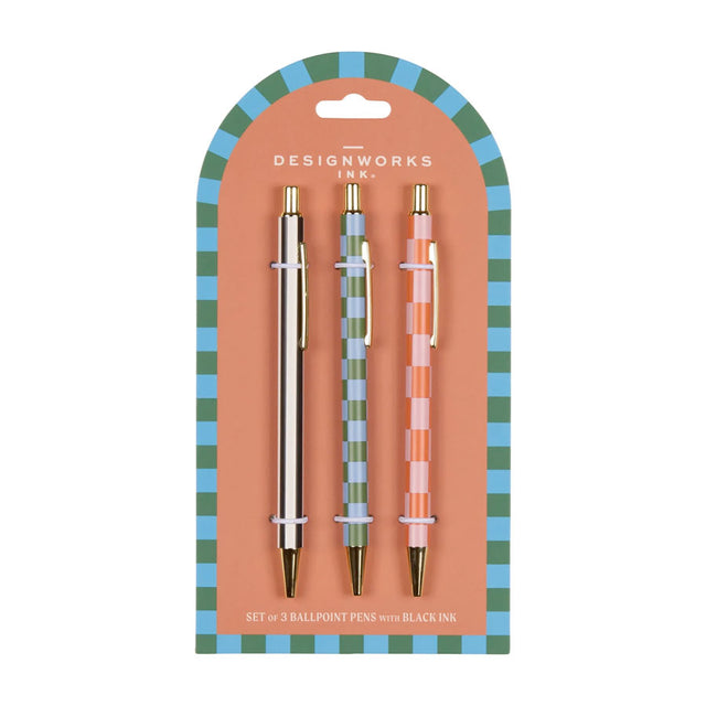 Stripes & Checks Print Pen Set