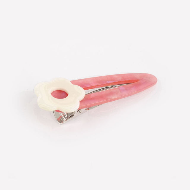 Cream and Pink Flower Hair Clip