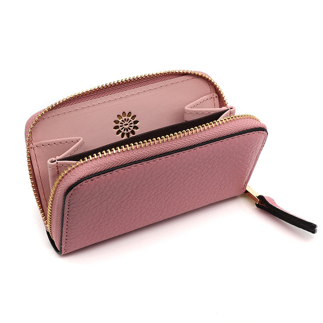 Pom Boutique Pink Faux Leather Coin Purse Open