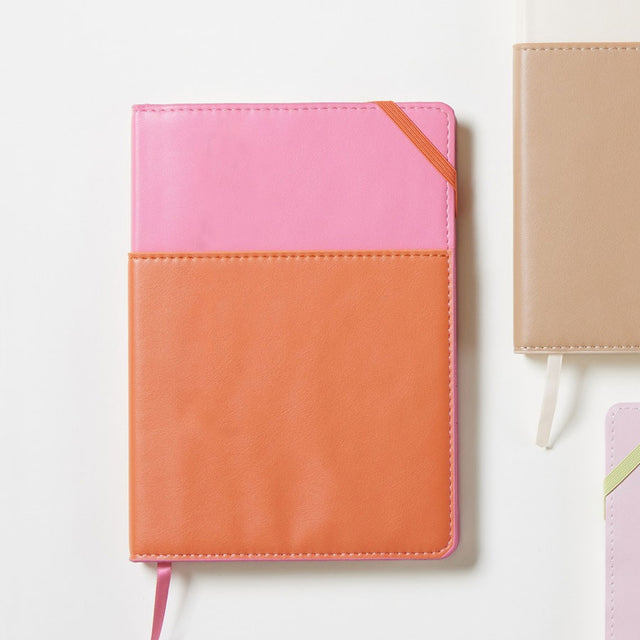 Pink & Chili Red Vegan Leather Pocket Journal