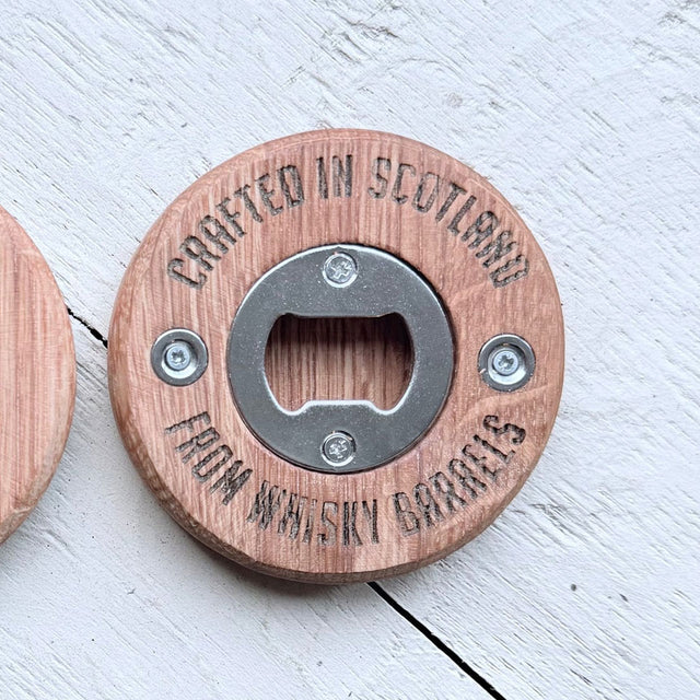 Whisky Barrel Oak Bottle Opener Piper Magnet