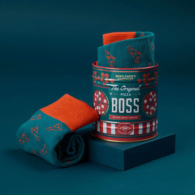 Men's Pizza Sauce Socks in a Can in Situ