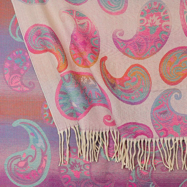 Purple Paisley Print Jacquard Scarf Pom Boutique