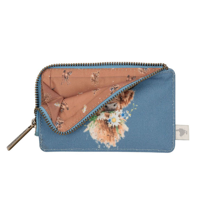 Highland Cow Card Holder Coin Purse Open Zip